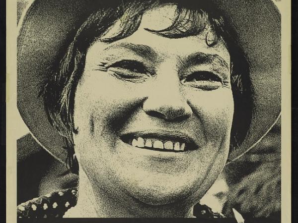 Sepia campaign poster of Bella Abzug with &quot;Bella Abzug for Congress&quot; on it