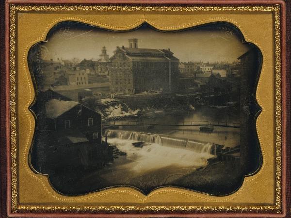 Daguerreotype image of outdoor scenery in Seneca Falls, New York