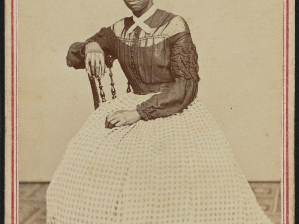 A carte-de-visite of Harriet Tubman seated in an interior room