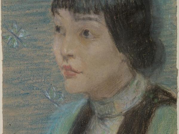 Pastel of Anna May Wong in profile