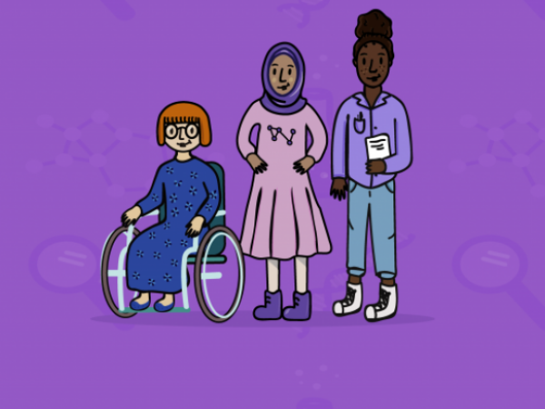 Colorful illustration of a diverse group of girls