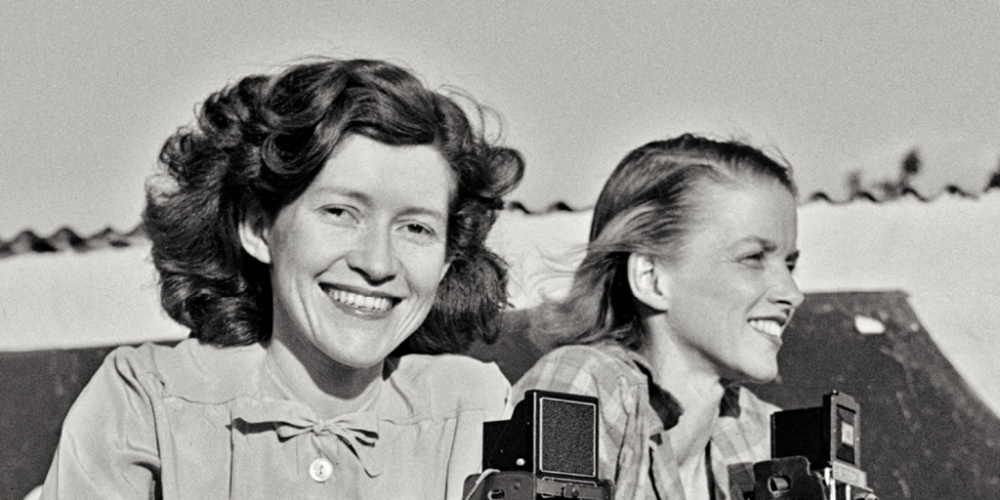 Constance Stuart Larrabee and friend photographing among Ndebele women, near Pretoria, South Africa, 1936