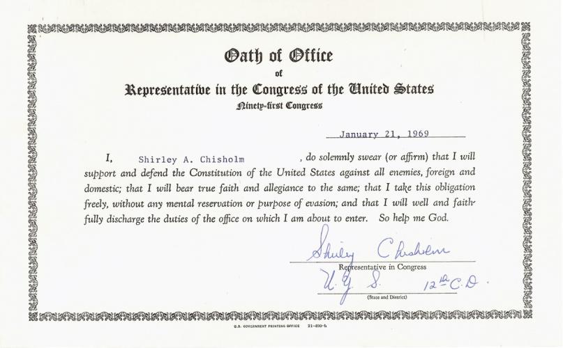 Shirley Chisholm’s Oath of Office